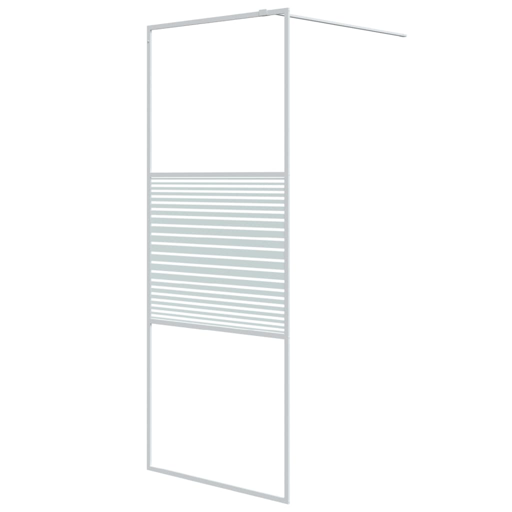 Mampara de ducha vidrio ESG transparente blanco 80x195 cm vidaXL