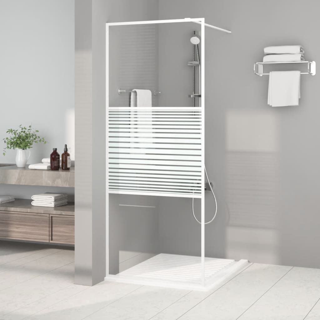 Mampara de ducha vidrio ESG transparente blanco 80x195 cm vidaXL