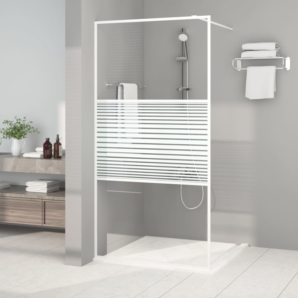 Vetonek Mampara de ducha vidrio ESG transparente blanco 100x195 cm