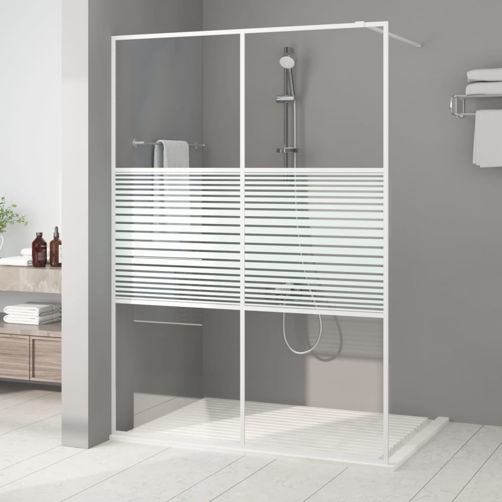 Vetonek Mampara de ducha vidrio ESG transparente blanco 140x195 cm