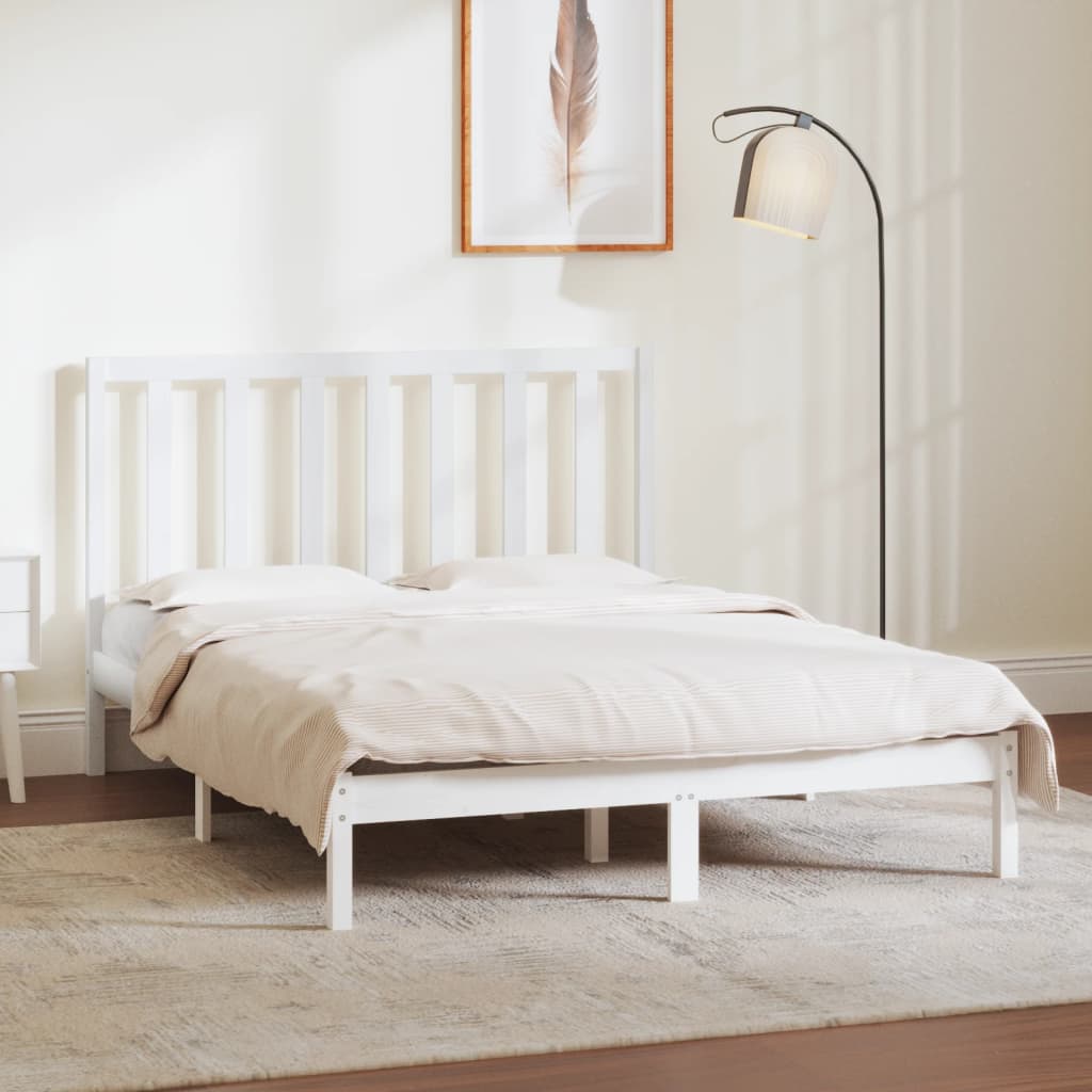 Vetonek Estructura de cama sin colchón madera de pino blanco 135x190 cm