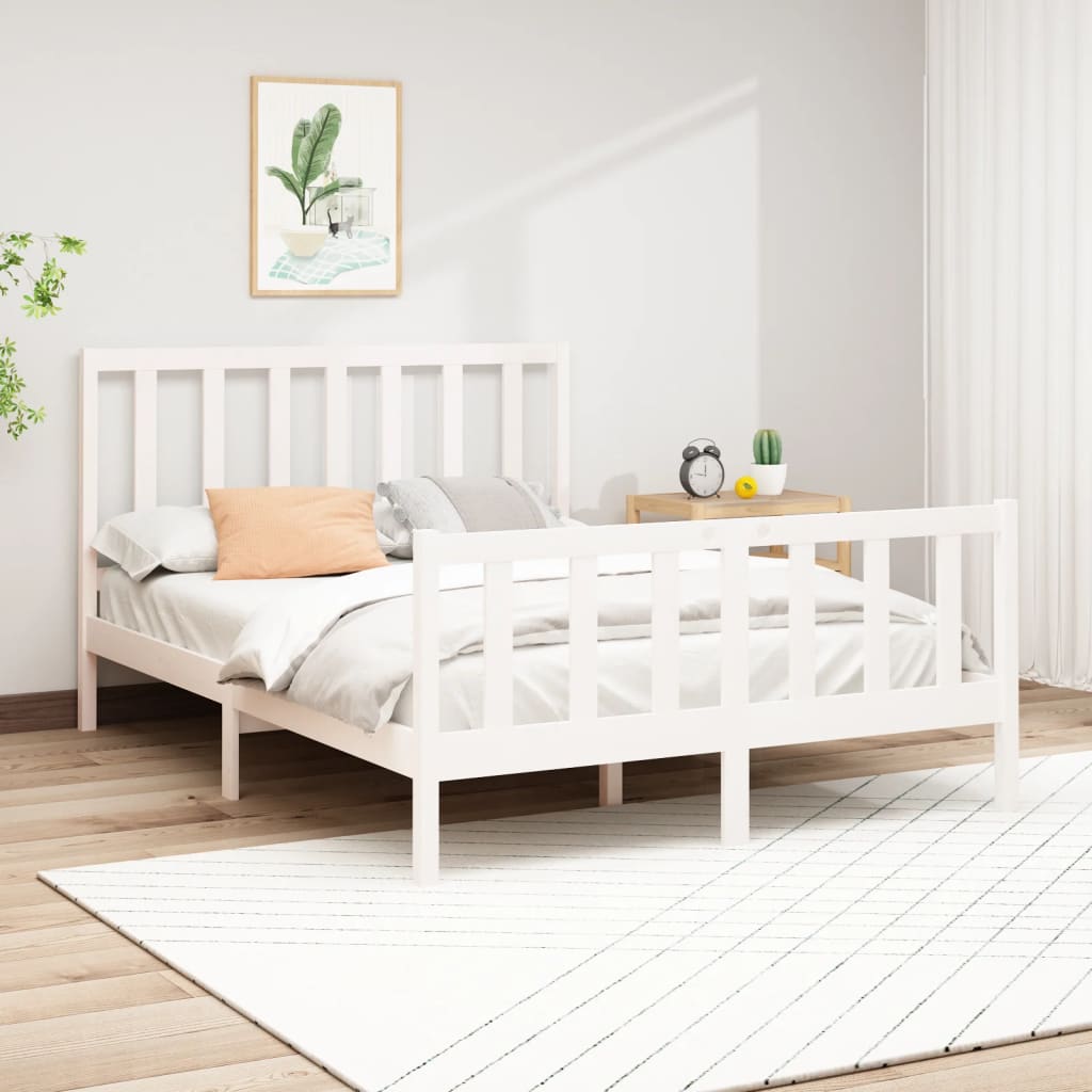 Vetonek Estructura de cama sin colchón madera de pino blanca 140x190 cm