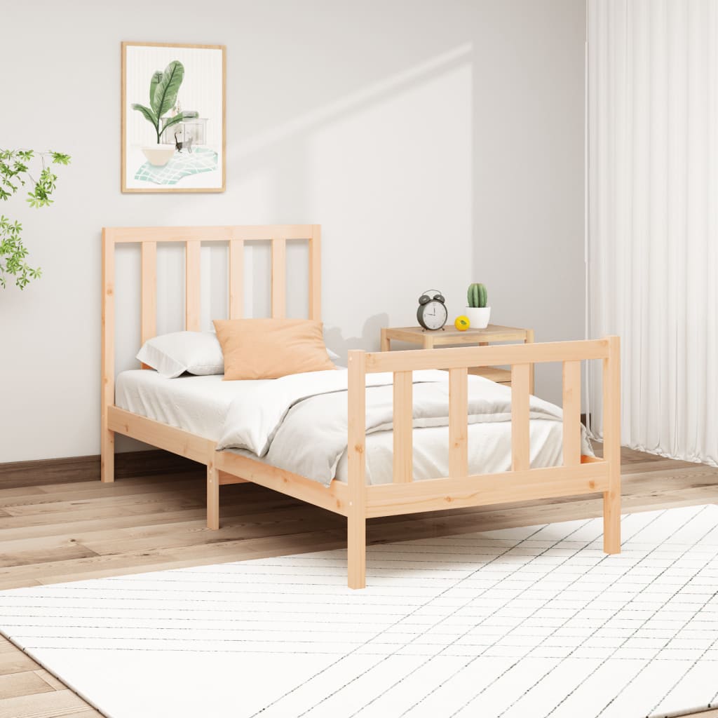 Vetonek Estructura de cama sin colchón madera maciza de pino 90x200 cm