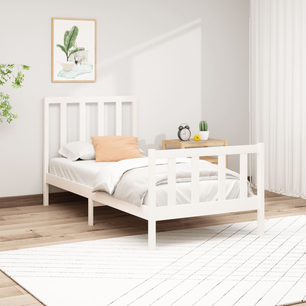 Vetonek Estructura de cama sin colchón madera de pino blanca 90x200 cm