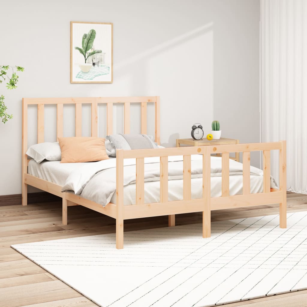 Vetonek Estructura de cama sin colchón madera de pino blanca 140x200 cm