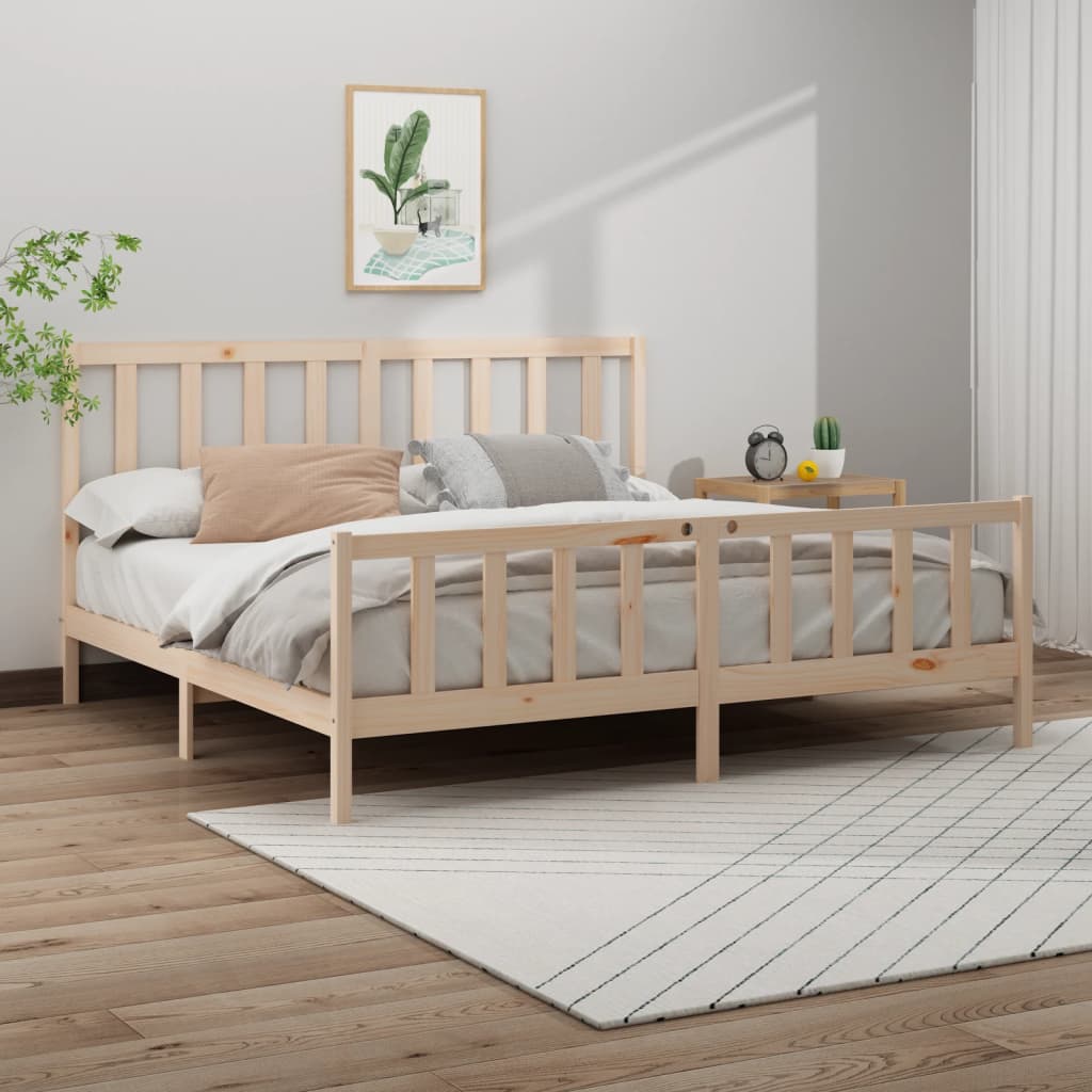 Vetonek Estructura de cama sin colchón madera maciza de pino 180x200 cm