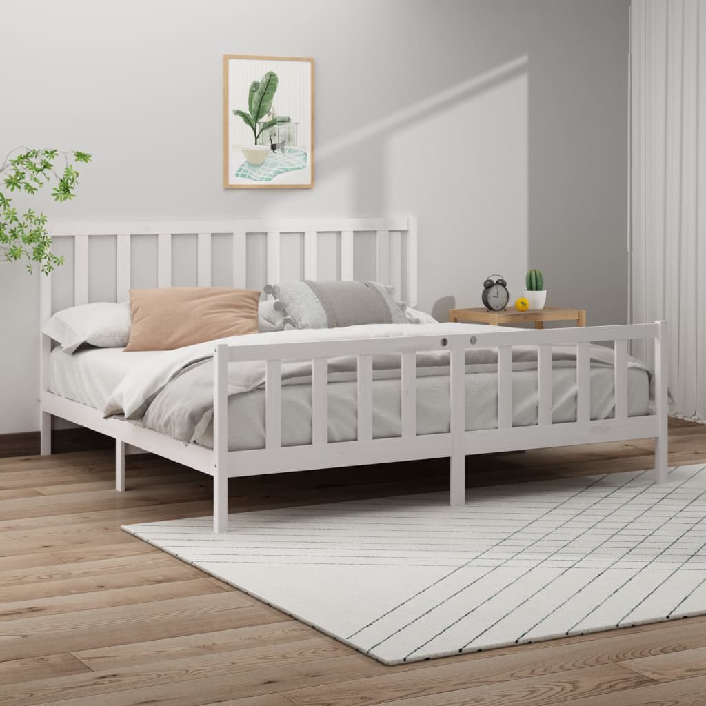 Vetonek Estructura de cama sin colchón madera maciza blanca 200x200 cm