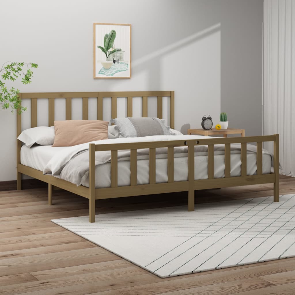 Vetonek Estructura de cama madera maciza marrón miel 200x200 cm