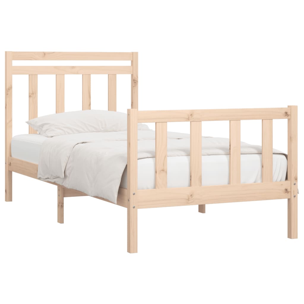 Estructura de cama sin colchón madera maciza de pino 90x200 cm v7970 - Vetonek