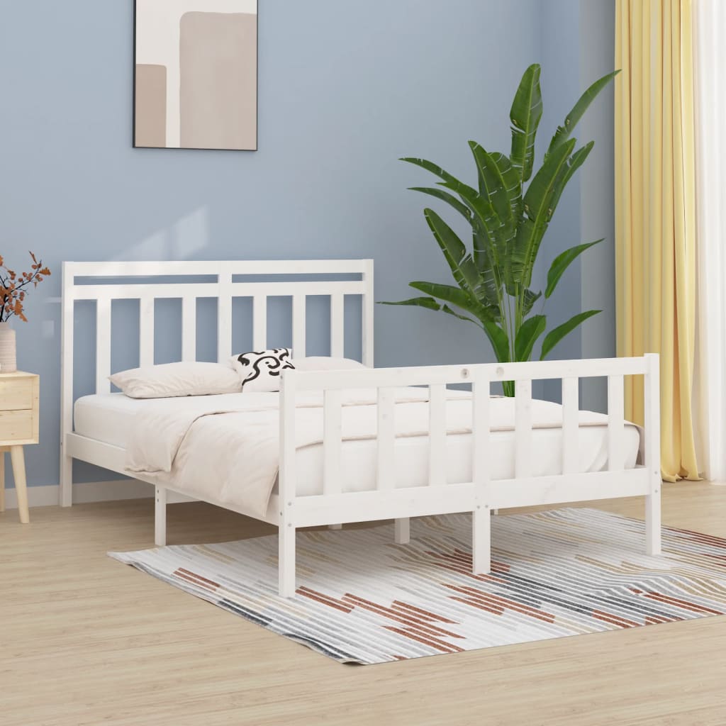 Vetonek Estructura de cama madera maciza de pino blanca 150x200 cm