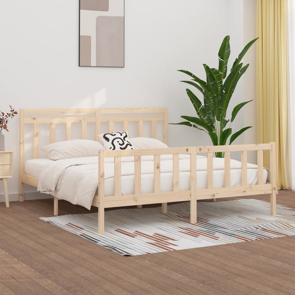 Vetonek Estructura de cama sin colchón madera maciza de pino 180x200 cm