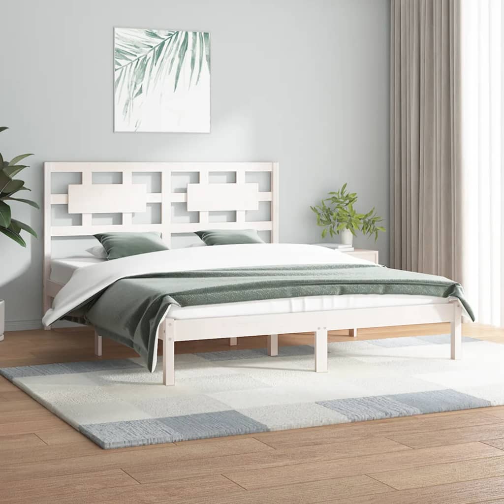 Vetonek Estructura de cama sin colchón madera de pino blanca 140x200 cm