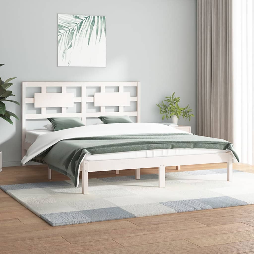 Vetonek Estructura de cama sin colchón madera de pino blanca 150x200 cm