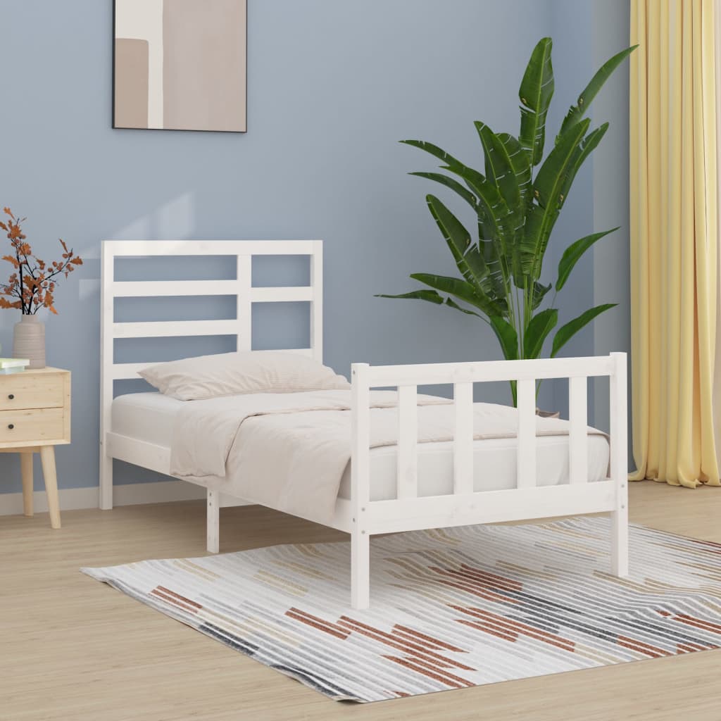 Vetonek Estructura de cama sin colchón madera de pino blanca 90x200 cm