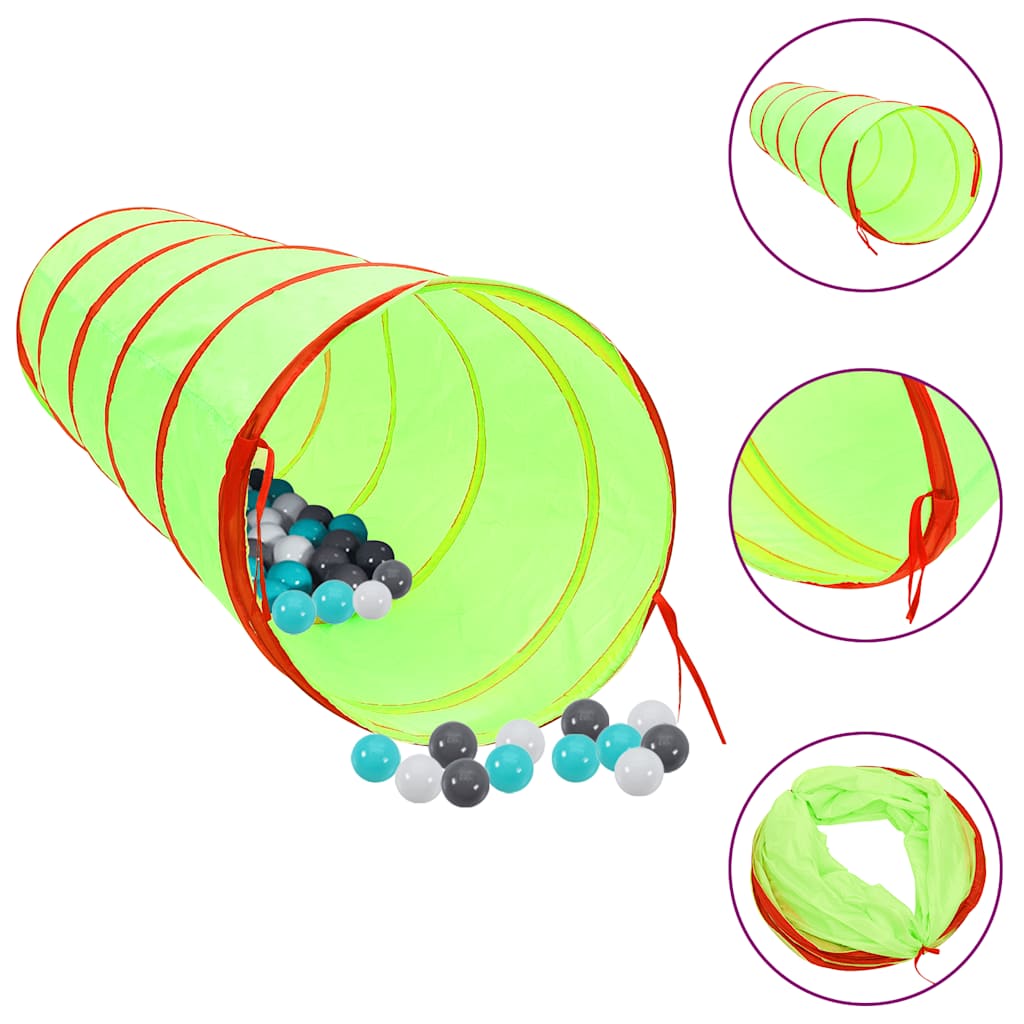 Vetonek Túnel de juegos para niños con 250 bolas poliéster verde 175 cm