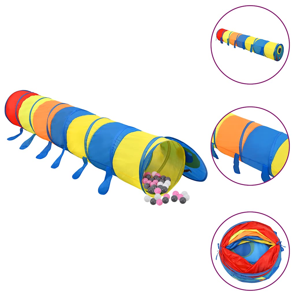 Vetonek Túnel de juegos niños con 250 bolas poliéster multicolor 245 cm