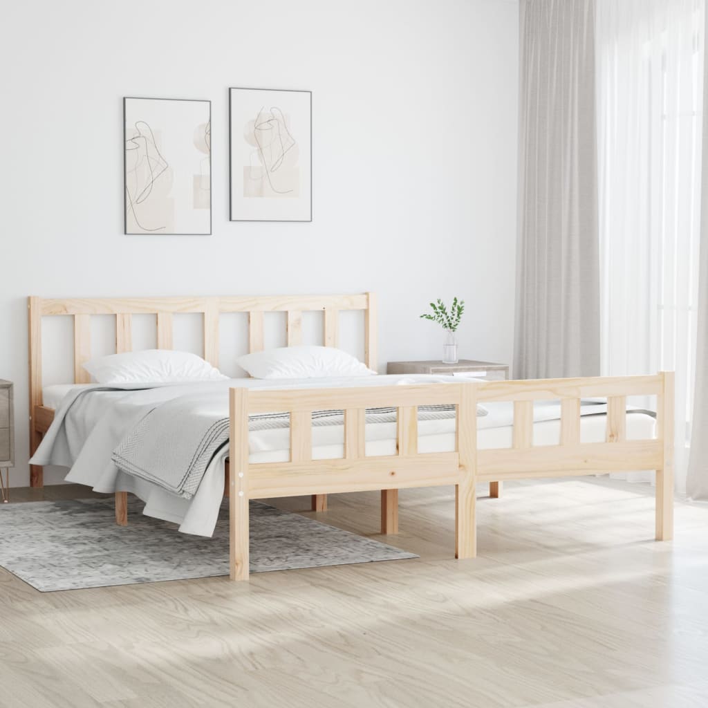 Vetonek Estructura de cama doble sin colchón madera maciza