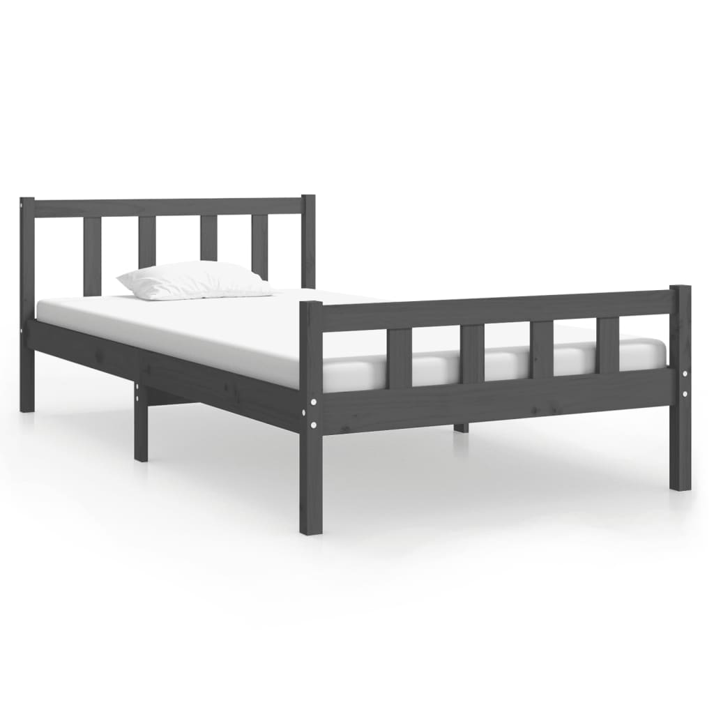 Vetonek Estructura de cama sin colchón madera maciza gris 100x200 cm
