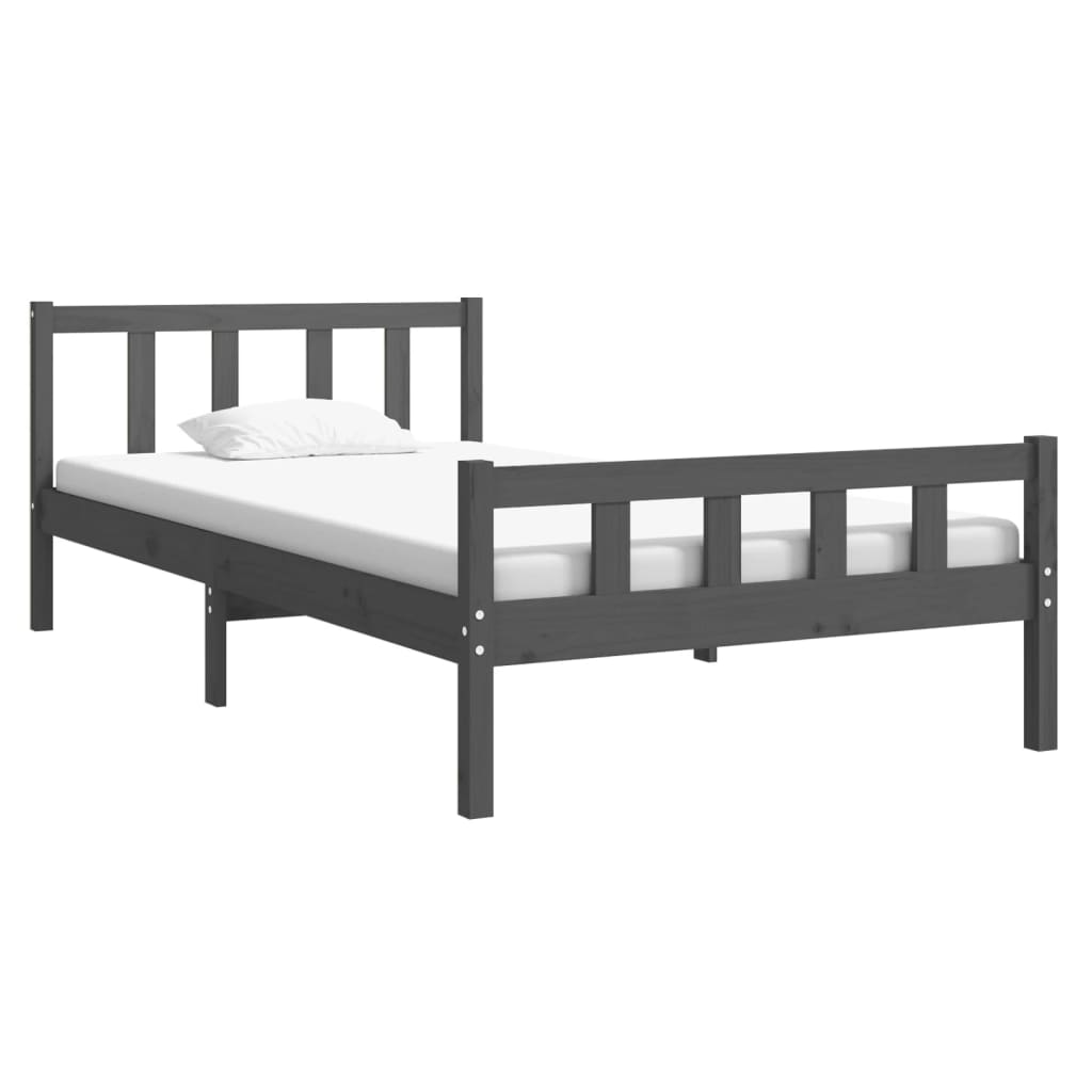 Estructura de cama sin colchón madera maciza gris 100x200 cm - Vetonek