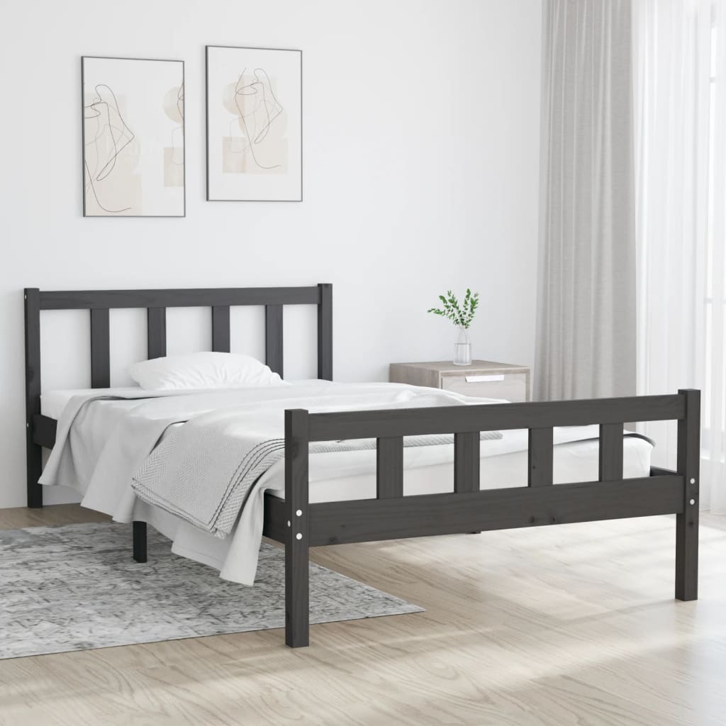 Vetonek Estructura de cama sin colchón madera maciza gris 100x200 cm