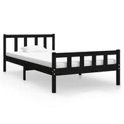 Vetonek Estructura de cama sin colchón madera maciza negro 100x200 cm