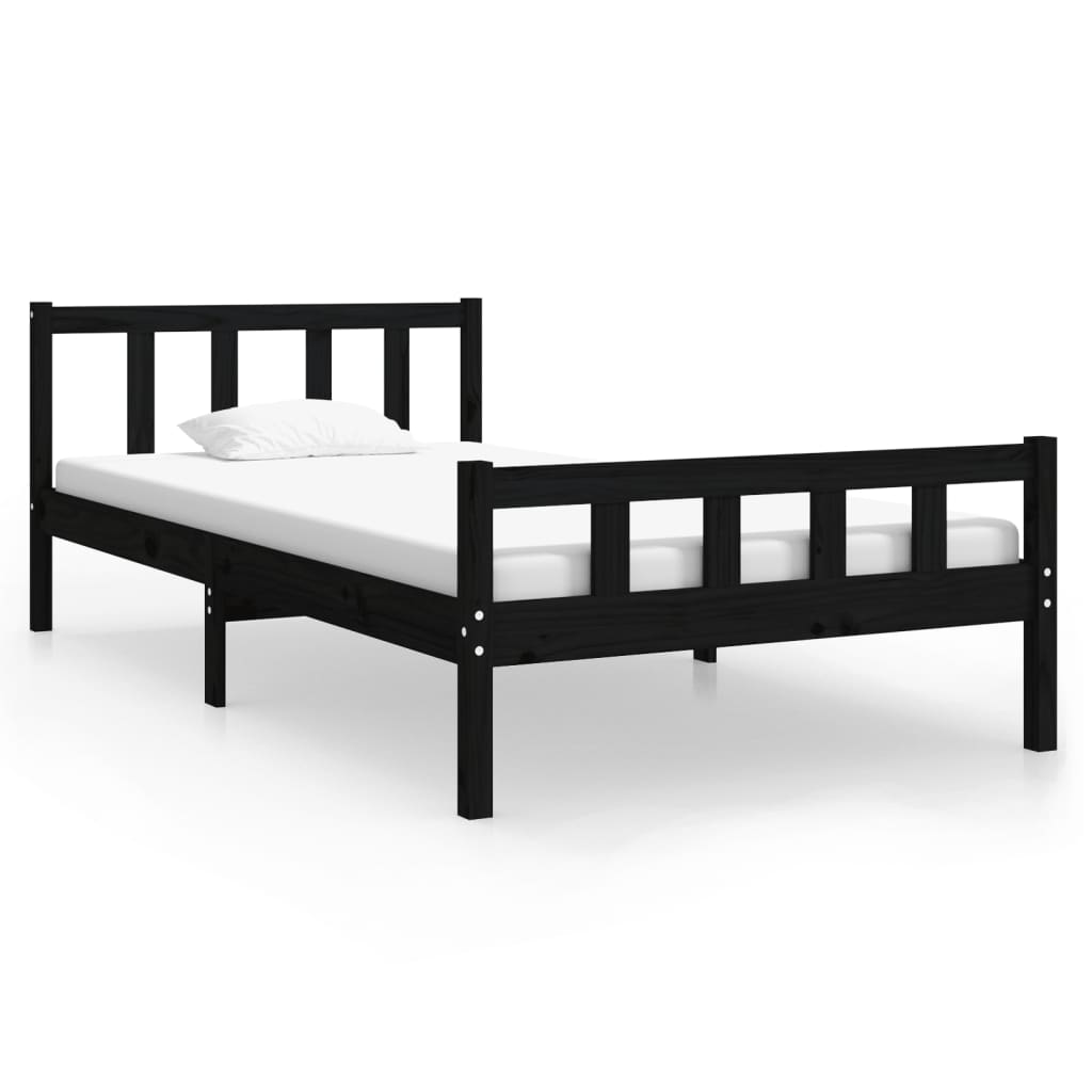 Estructura de cama sin colchón madera maciza negro 100x200 cm v6125 - Vetonek