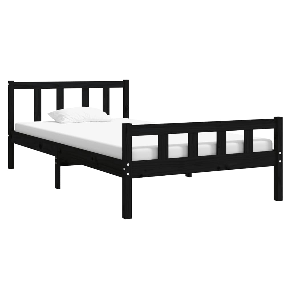 Estructura de cama sin colchón madera maciza negro 100x200 cm v6125 - Vetonek