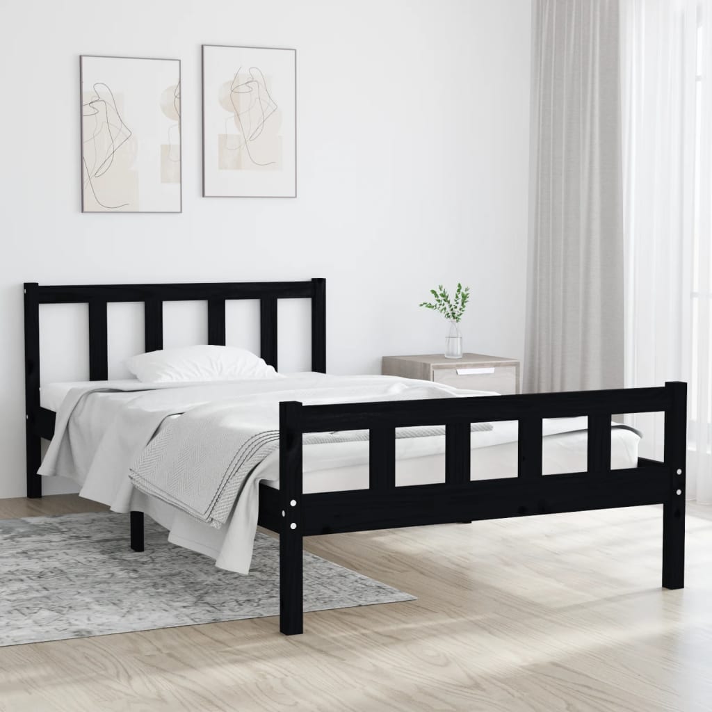 Estructura de cama sin colchón madera maciza negro 100x200 cm v6125 Vetonek