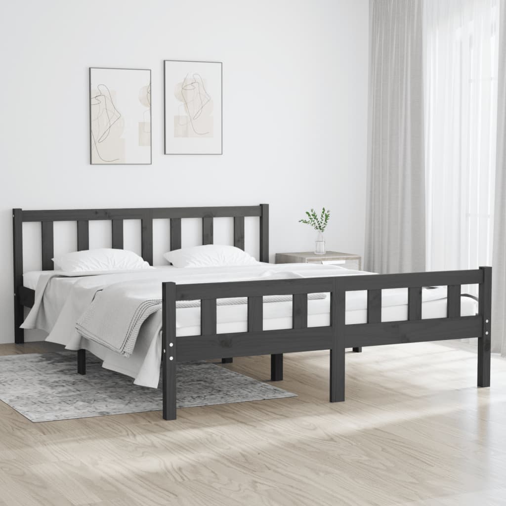 Vetonek Estructura de cama sin colchón madera maciza gris 120x200 cm