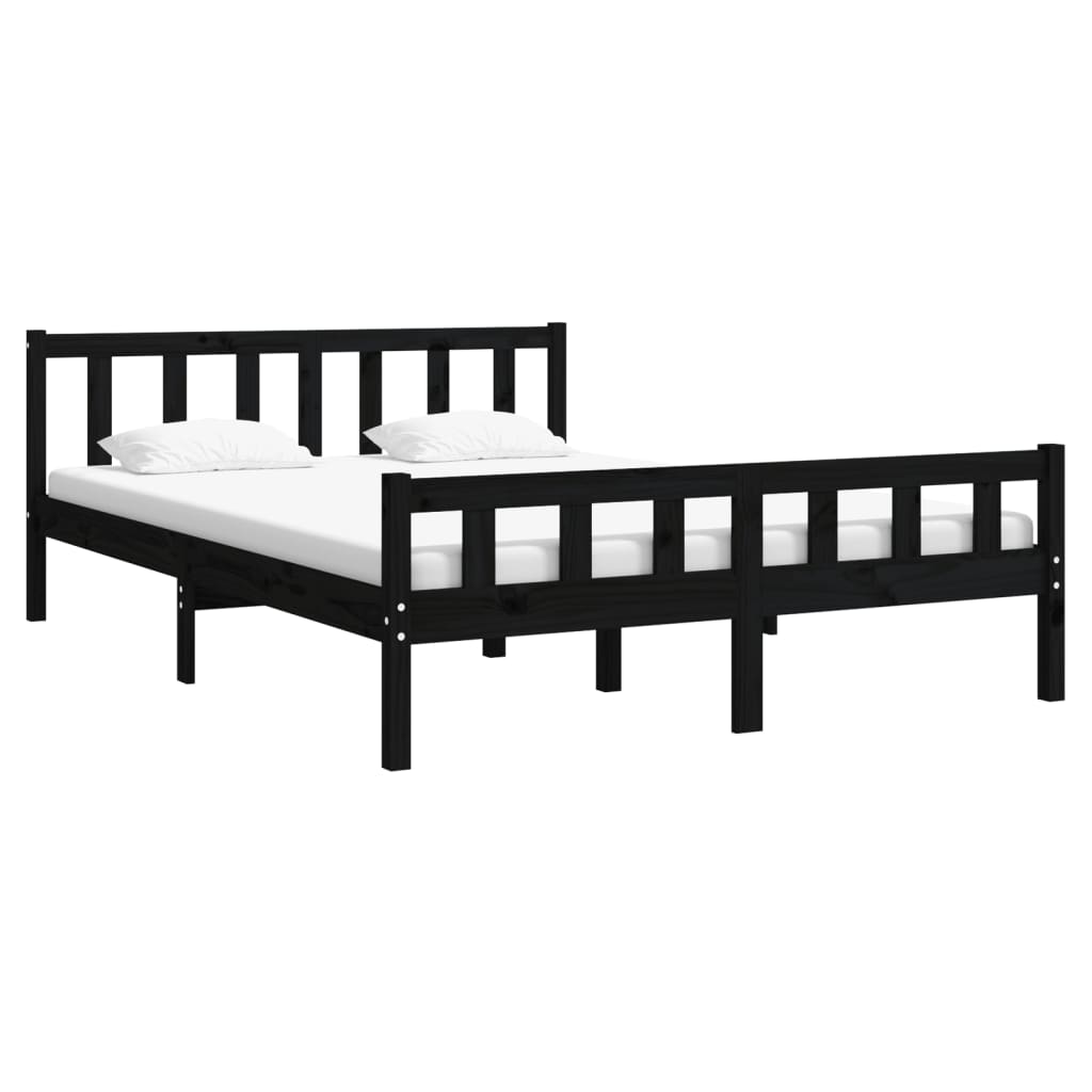 Estructura de cama sin colchón madera maciza negro 120x200 cm v6170 - Vetonek