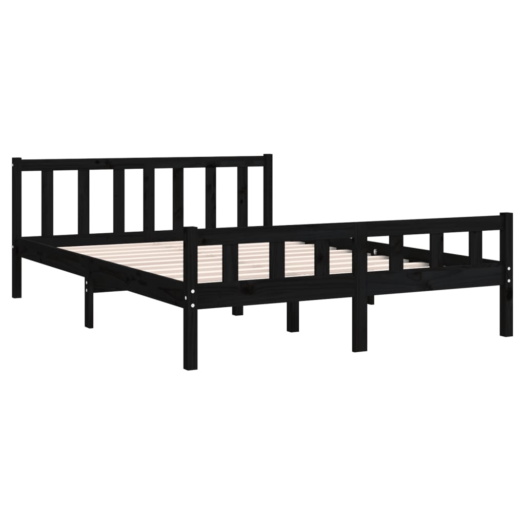 Estructura de cama sin colchón madera maciza negro 120x200 cm v6170 - Vetonek