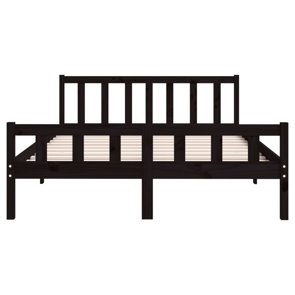 Estructura de cama sin colchón madera maciza negro 120x200 cm v6170 - Vetonek
