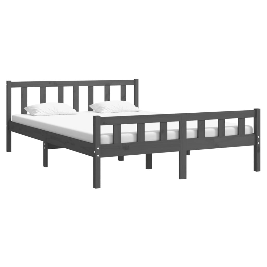 Estructura de cama sin colchón madera maciza gris 140x200 cm v6200 - Vetonek