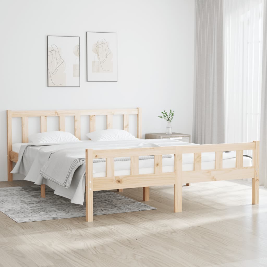 Vetonek Estructura de cama doble sin colchón madera maciza