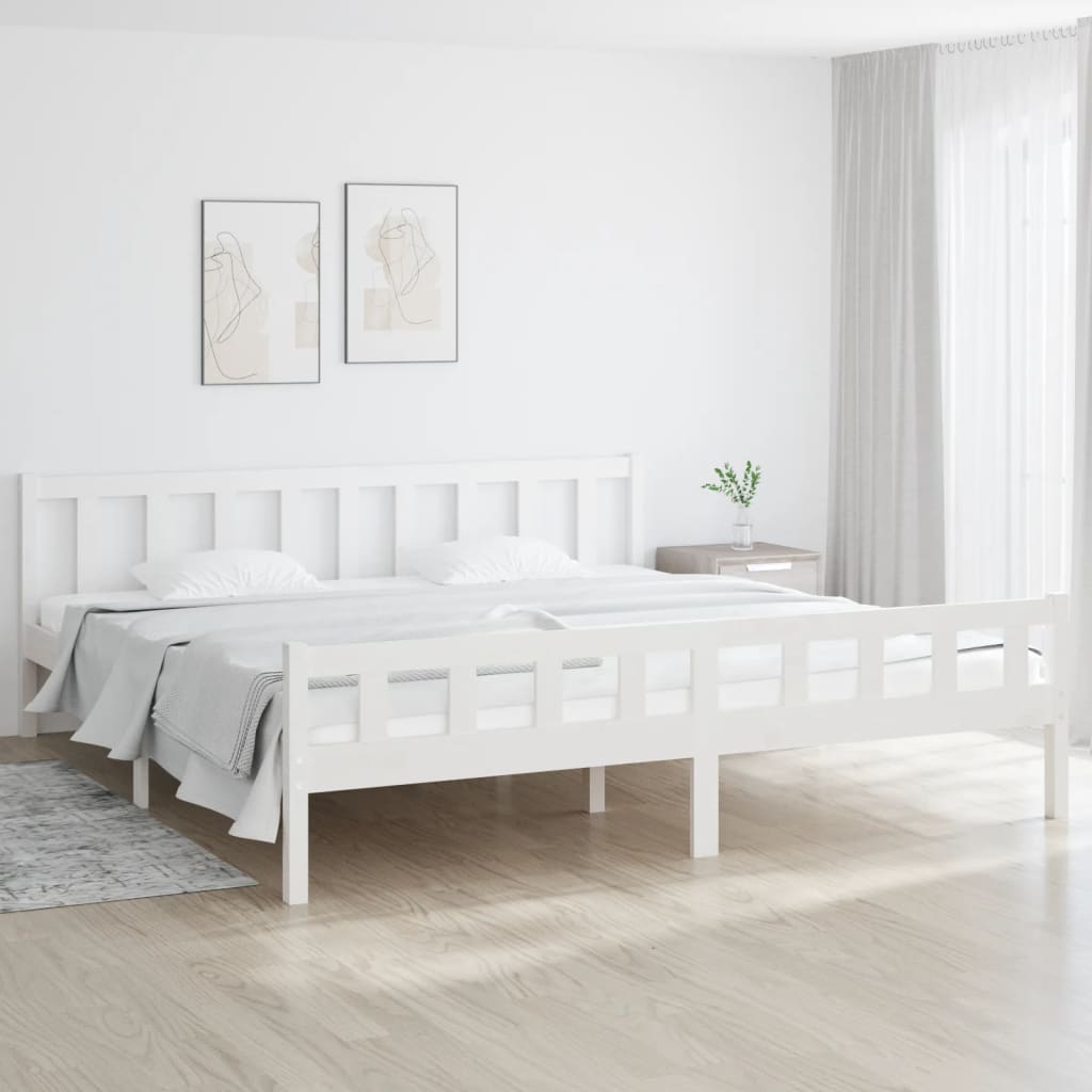 Vetonek Estructura de cama sin colchón madera maciza blanco 160x200 cm