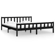Vetonek Estructura de cama sin colchón madera maciza negro 160x200 cm