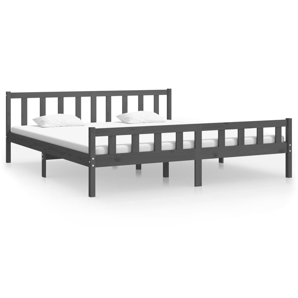 Vetonek Estructura de cama sin colchón madera maciza gris 200x200 cm