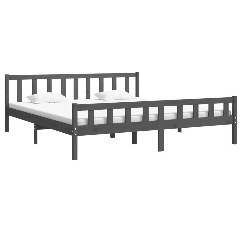 Estructura de cama sin colchón madera maciza gris 200x200 cm v6408 - Vetonek