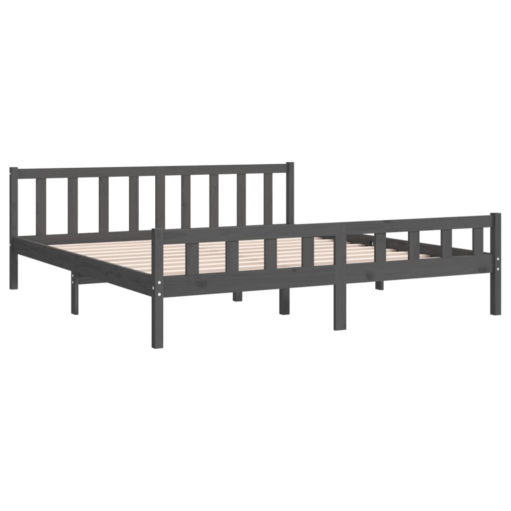 Estructura de cama sin colchón madera maciza gris 200x200 cm v6408 - Vetonek