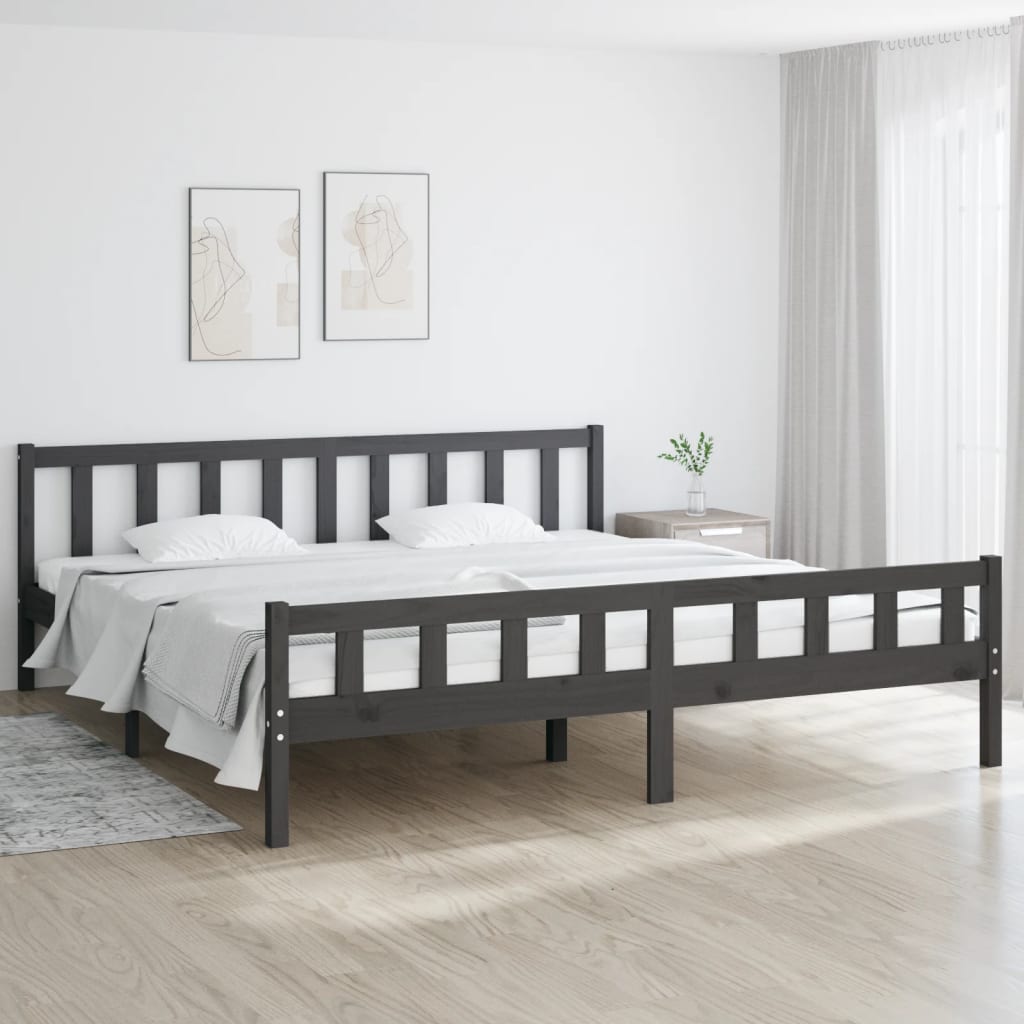 Vetonek Estructura de cama sin colchón madera maciza gris 200x200 cm