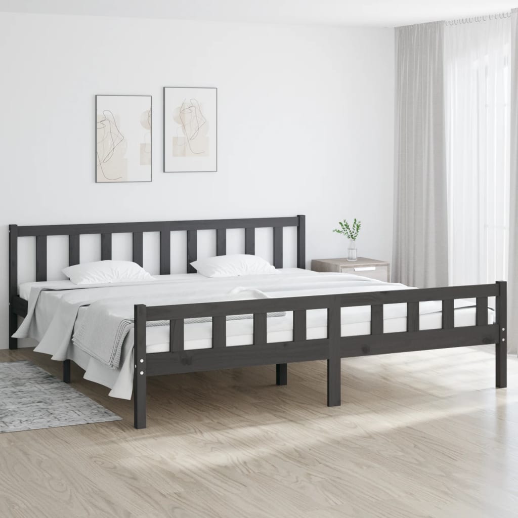 Estructura de cama sin colchón madera maciza gris 200x200 cm v6408 Vetonek