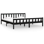 Vetonek Estructura de cama sin colchón madera maciza negro 200x200 cm