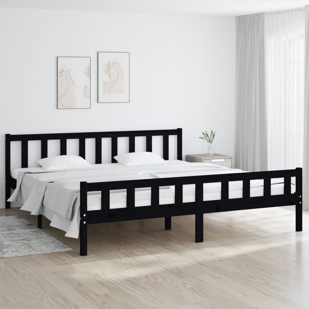 Vetonek Estructura de cama sin colchón madera maciza negro 200x200 cm