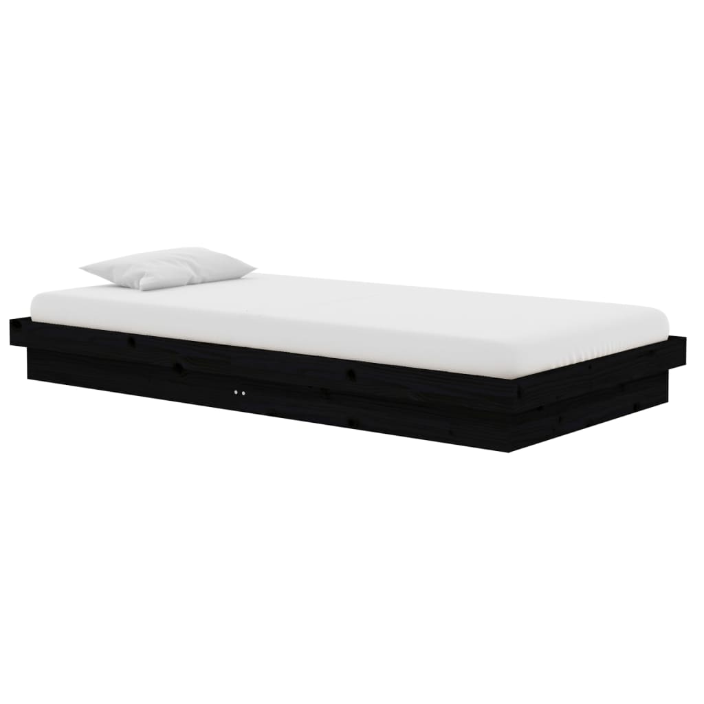 Estructura de cama sin colchón madera maciza negro 100x200 cm v6521 - Vetonek