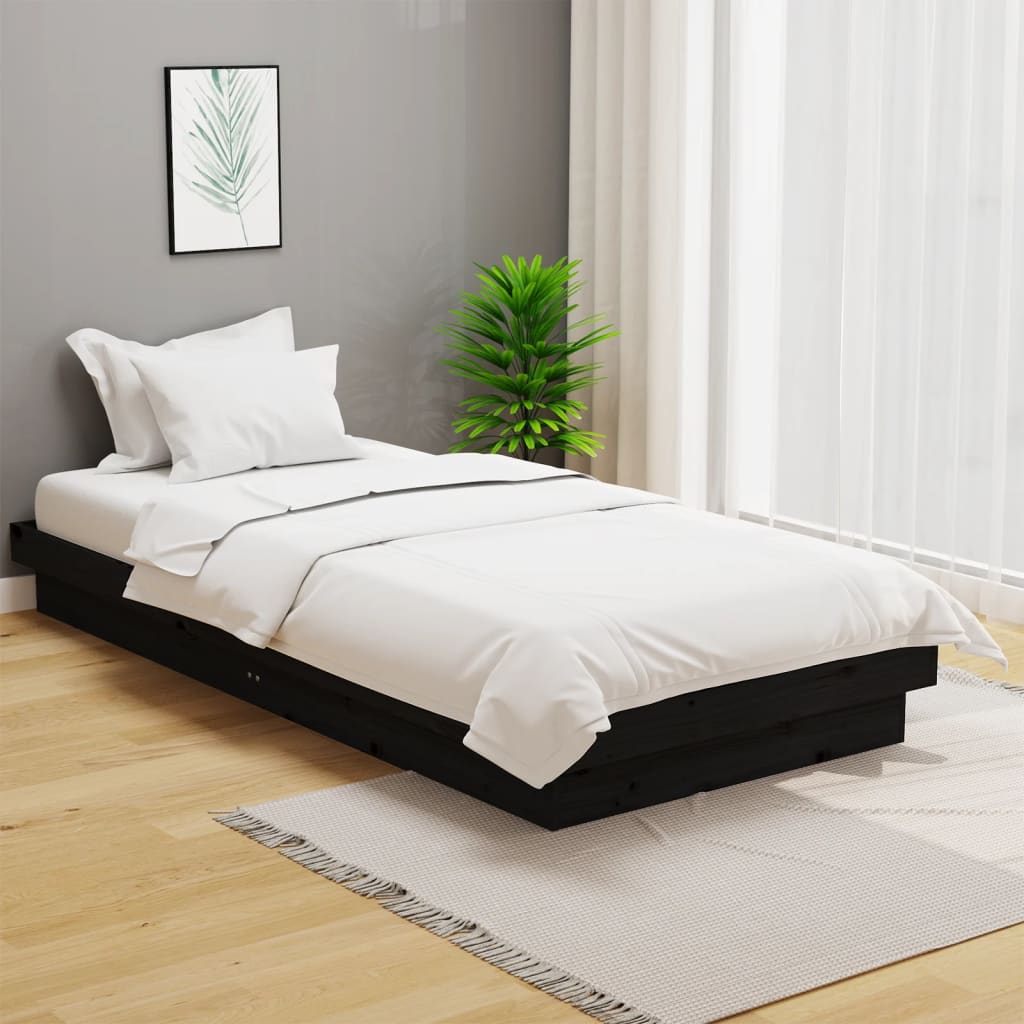 Estructura de cama sin colchón madera maciza negro 100x200 cm v6521 Vetonek