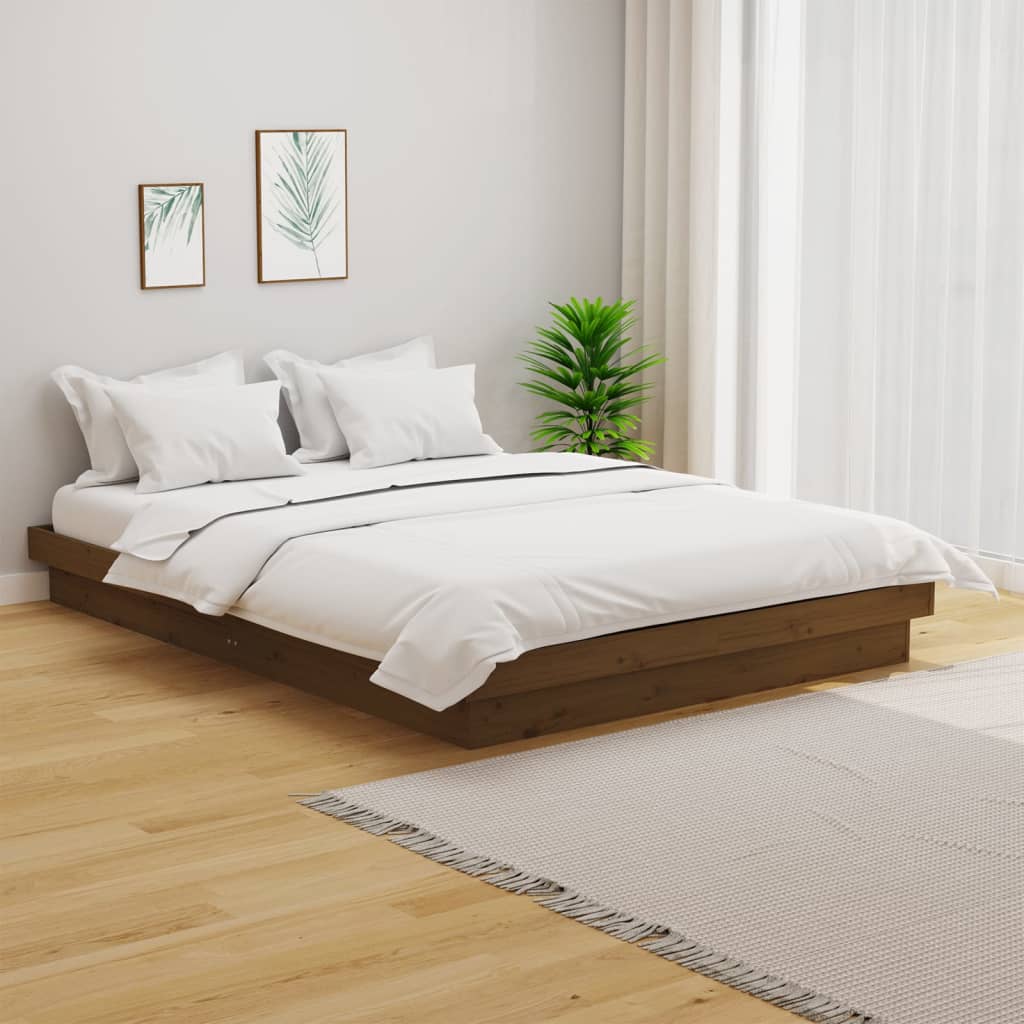 Vetonek Estructura de cama madera maciza marrón miel 120x200 cm