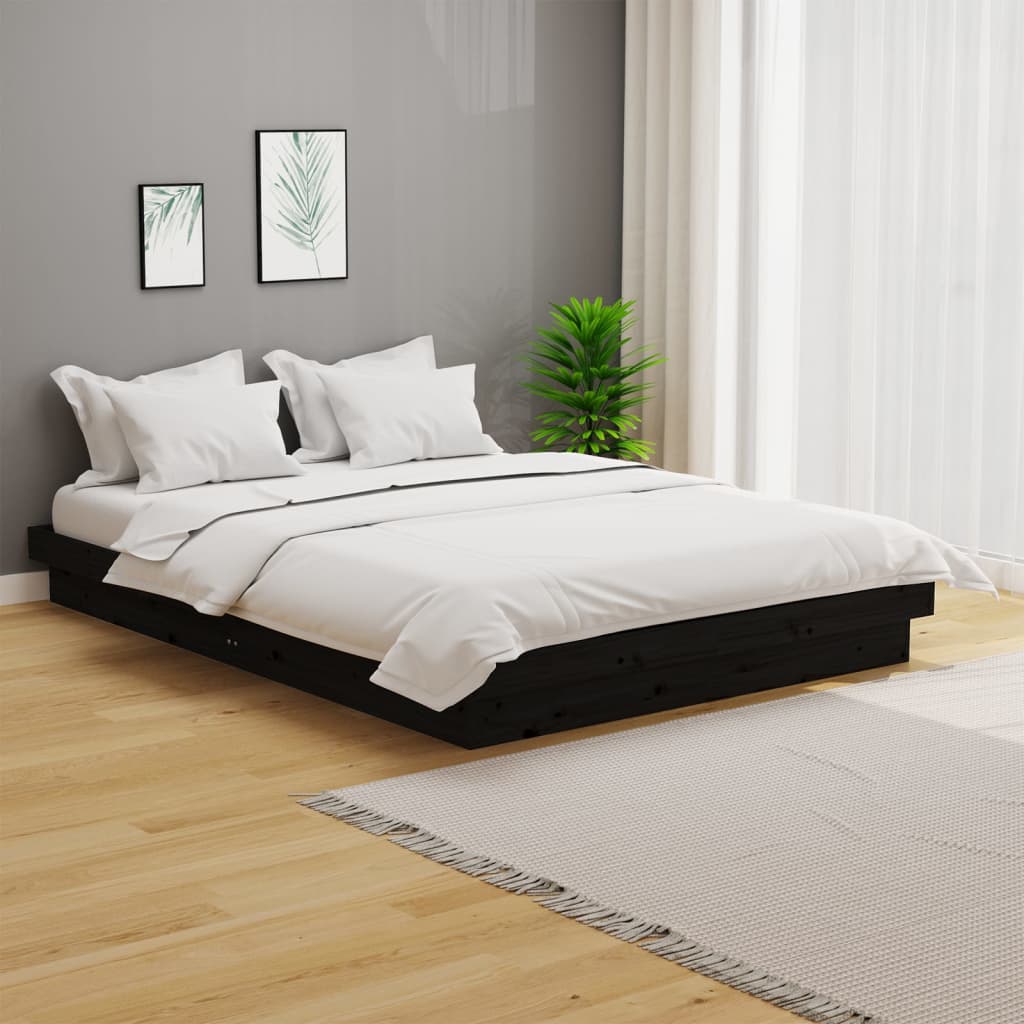 Estructura de cama sin colchón madera maciza negro 120x200 cm v6576 Vetonek