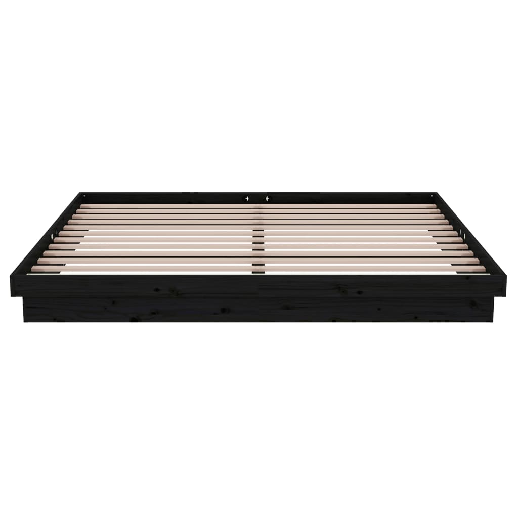 Estructura de cama sin colchón madera maciza negro 200x200 cm v6828 - Vetonek