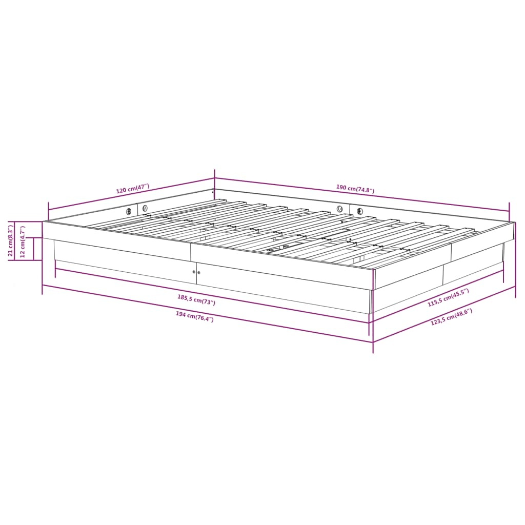 Estructura cama doble pequeña sin colchón madera maciza blanco vidaXL