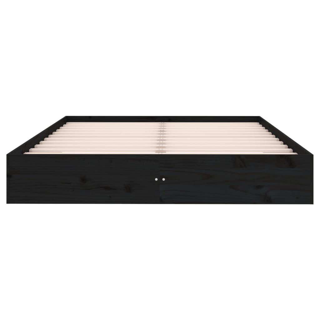 Estructura de cama sin colchón madera maciza negro 160x200 cm v7221 - Vetonek